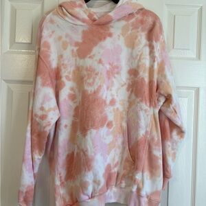 Aerie Pink and White Tie-Dye Hoodie